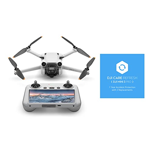 DJI Mini 3 Pro (DJI Smart RC Version) inkl. Care Refresh 1-Jahres-Schutzpaket, leichte faltbare Kameradrohne mit 4K/60fps Video, 48MP, 34min Flugzeit, unter 249g, Drohne für anspruchsvolle Anfänger