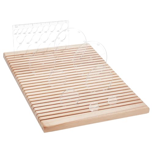 PH PandaHall Hölzerne Quilting Ruler Storage Rack Ruler Template Organizer Holder Holz Quilting Grid Ruler mit 25 Slots für Lineal Organizer Schmuck Display Retail Stand, 37.6x27.7cm