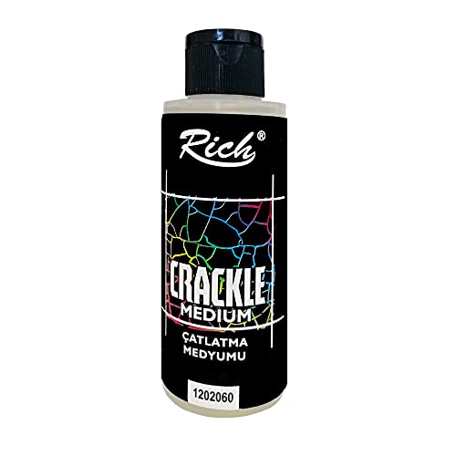 Rich Crackle Medium – 120 ml, Wasserbasiertes Crackling-Medium für antike Risseffekte, Hochwertige Acrylfarbe, Ideal für DIY-Projekte, Möbelrenovierungen, Dekorationen, Einfache Anwendung