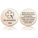 Photect Motivierend Tasche Umarmung Glücksbringer mit Tasche Du Schaffst Das Glücksbringer Edelstahl Doppelseitig Token Inspirierendes Geschenk Rund Glücksmünze