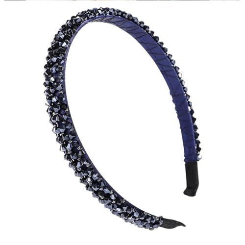 BIRLOZA Haarreif für Damen mit Kristallperlen Stirnband Haarschmuck Haarreifen Dunkelblau