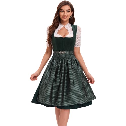 Goxozzy Dirndl Damen,Dirndl,Dirndl für Damen,Dirndl Damen Midi,60cm Grün (DE/NL/SE/PL, Numerisch, 36, Regular, Regular, Grün)