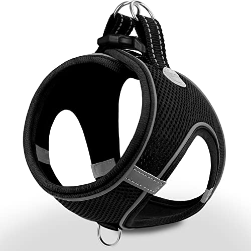 Joytale Hundegeschirr, Reflektierend Weich Gepolstert Hunde Geschirr, Air-Mesh Atmungsaktiv Brustgeschirr für Kleine Mittelgroße Hunde, M, Schwarz