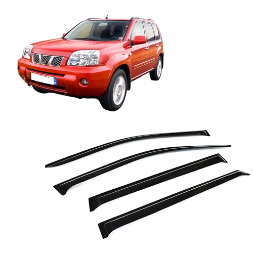 CarJoy Windabweiser Luftabweiser Regenabweiser Seitenfensterabweiser Kompatibel mit Nissan X-Trail T30 2001-2006 SUV Autofenster Regenschutz Regenabweiser Anklebbare Deflektoren 4 Stück