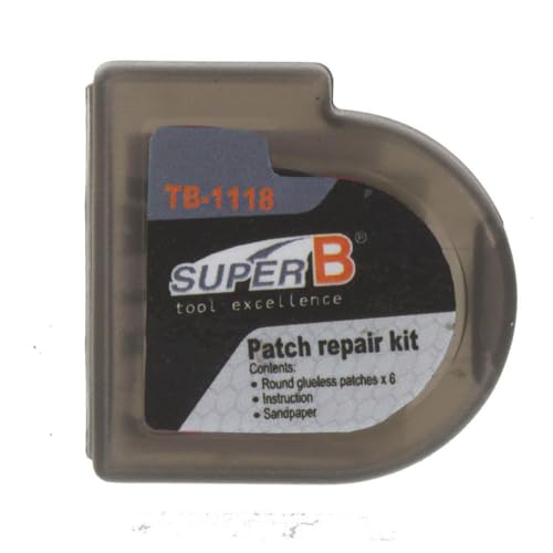 Flickset SUPER B Classic TB-1118, selbstklebende Schlauchflicken, mit Sandpapier, 6er-Set in Kunststoff-Box