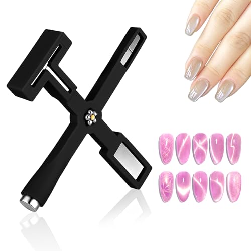 5 in 1 Cat Eye Magnet Nagel magnet werkzeug Magnet Multifunktions-Nagelmagnetstifte mit Silikon-Schutzhülle, Katze magnetischer Nagellack Magnetstab für Nägel,Katzennageldesign Nagelstudio