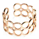 Offener Statement Ring Damen • Chunky Cuff Ring roségold • Edelstahl Schmuck mit geometrischem Design • verstellbar ab Größe 60 (Ø 19 mm)