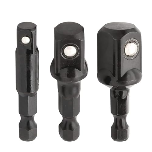 SUMKTO Handliches Werkzeug für Schrauben dreher: 3-teiliges schwarzes Schlags ockel Adapter Set mit Sechs Kant verlängerung-1/4, 3/8, 1/2