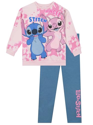 Disney Stitch Pullover | Stitch Und Angel Sweatshirt Mädchen Und Leggings | Stitch Kleidung Mädchen | Zweiteiler Outfit Set Rosa 158