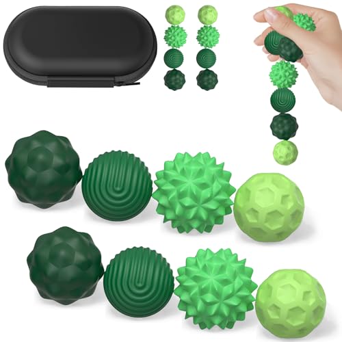 Magnetische Sensorik Bälle,Anti-Stress Spielzeug aus Silikon,Tragbares Motorikspielzeug mit Multi-Textur, Fidget-Bälle Magnetspiel, Tisch-Magnetspiel für Familien & Partys (Grün)