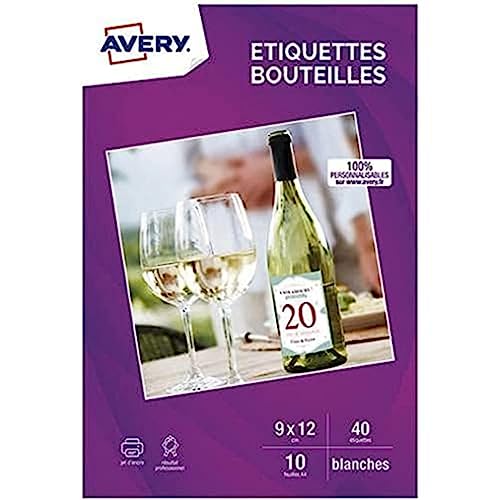 AVERY - 40 selbstklebende Etiketten für Flaschen, Format 90 x 120 mm, Tintenstrahldruck