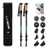 Alpen Bears Nordic Walking Stöcke Damen - Extra leicht mit ergonomischen Echt Kork Griff - Walking stöcke verstellbar mit Gummipuffer Set - Teleskop Wanderstöcke für Damen & Herren