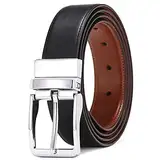 CVBF Herren Gürtel Doppelseitige Schnalle Ledergeschäfts Herren Gürtel Sides Farbe Braun Schwarz, Hq114black, 100cm