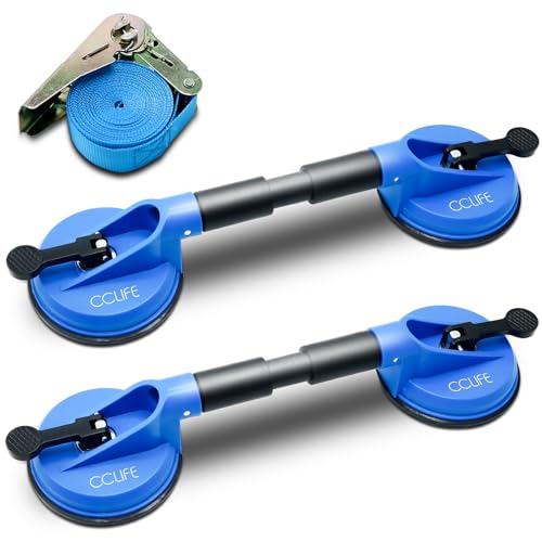 CCLIFE 2tlg Gummisauger Saugheber Glassauger Saugnapfhalter 120KG Tragkraft mit Sicherungsgurt Windschutzscheiben Reparaturset KFZ