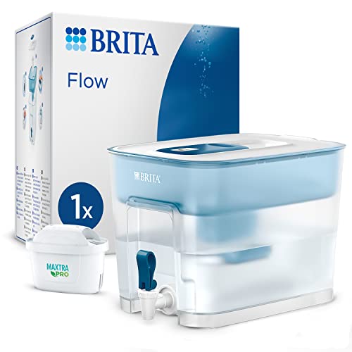 BRITA Flow Wasserfilter XXL (8,2l) inkl. 1x MAXTRA PRO All-in-1 Kartusche – Kühlschrank-Getränkespender mit Zapfhahn & großem Fassungsvermögen – Reduktion von Kalk, Chlor, Blei & Kupfer im Trinkwasser