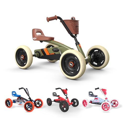 BERG Buzzy Retro Green Pedal Gokart, Kinderfahrzeug, Tretauto, Kettcar ab 2 Jahre, Hohe Sicherheid und Stabilität, Tretfahrzeug für Kinder