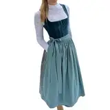 ORANDESIGNE Dirndl Damen Dirndelkleider Günstig Oktoberfest Damen Outfit Dirndl-Komplettsets Midi Dirndl Lang Grosse Grössen Dirndlbluse Oktoberfest-Kostüm W Blau XXL