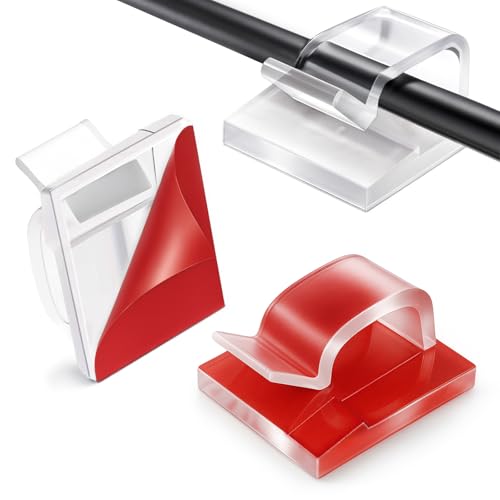 Aujzoo 50 Stück selbstklebende Kabel-Clips, selbstklebende Kabelhaken, Kabel-Management-Halter für Organizer, Wand, Schreibtisch, Zuhause und Büro Kabel