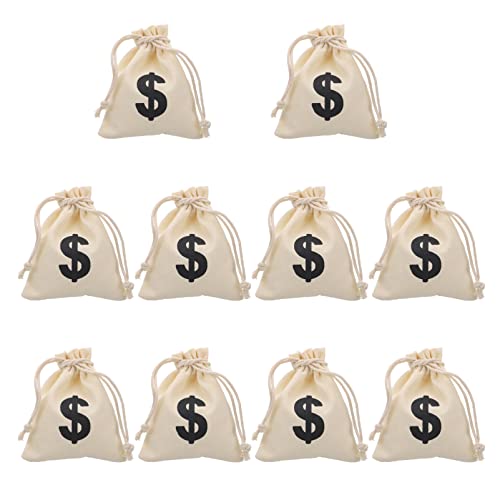 STOBOK 12 Stücke Kordelzug Geld Taschen Dollar Zeichen Bank Tasche Sackleine Kordelzug Tasche Würfel Tasche Schmuck Beutel Hessische Jute Tasche für Casino Theme Poker Party