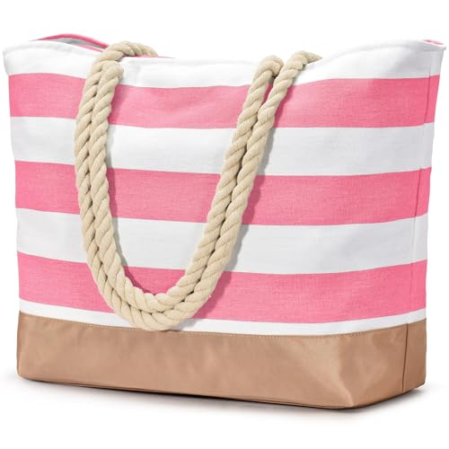 oscaurt Strandtasche Tote Bag mit Reißverschluss Shopper Tasche Damen Faltbare Einkaufstasche Umhängetasche Handtasche Damen Gross Reisetasche Geschenke für Frauen