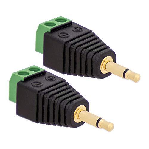 2X Klinken Stecker 3,5 mm Adapter > Terminal Block 2-Pin Schraub Klemmen Vergoldet