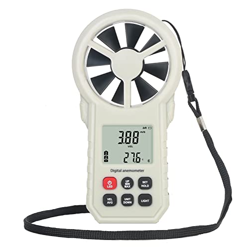 Digitaler Windmesser Anemometer, tragbarer Luftdurchflussmesser, CFM-Messgerät für HLK-Lüfter/Schießen/Drohne, Luftstromgeschwindigkeitsmesser mit Windtemperatur-/Feuchtigkeitssensor-Grau