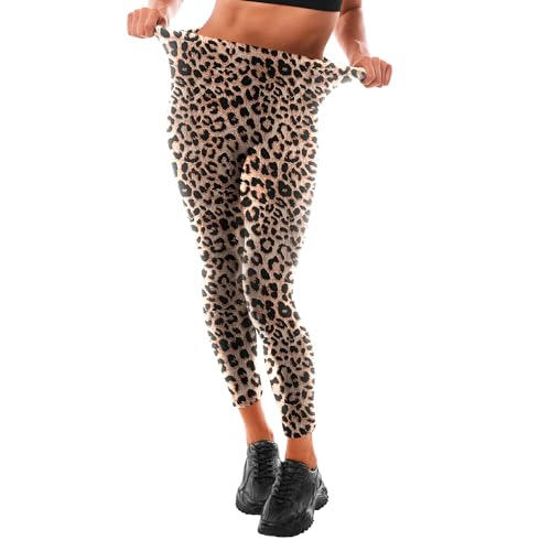 Leafigure Leggings Damen High Waist - Leggins Blickdicht Leopard für Sport Gym Yoga S-M