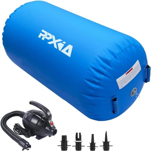 PPXIA Air Roll Aufblasbare Air Roller, Gym Air Barrel Luft Rollen Gymnastic Zylinder, Gymnastikmatte Tumbling Matte Yoga Roll mit Pumpe für Training