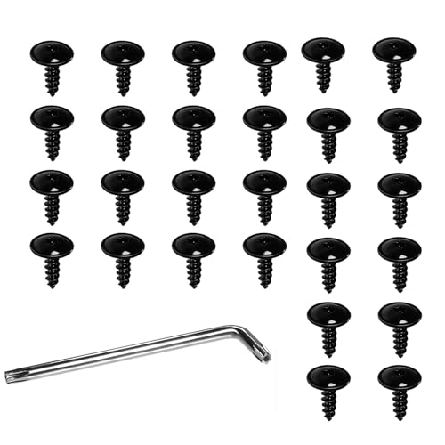 31 Stück Schwarz Selbstschneidende Schrauben, Universal Stoßstange Radbögen Schrauben, Automobil Schrauben Set, Schraube mit Sternschlüssel L-Form, Fender Liner Schrauben für Auto Wartung Reparatur