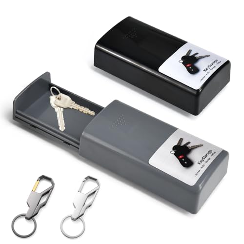 ZFOEFO 2 Stück schlüsselkasten Magnetisch Schlüsselbox, Wasserdicht Schlüsselversteck, Schlüsselkasten mit Schlüsselanhänger, Schlüsselversteck für Draußen, Klein Schlüsselkasten für Schlüsse Münzen