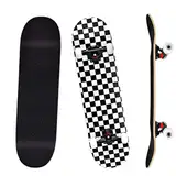 YUDOXN Skateboard Komplettboard, 31 x 8 Skateboard Zoll mit ABEC-7 Kugellager und 7-lagigem Ahornholz für Kinder, Jugendliche und Erwachsene, Anfänger. (Schwarz-Weiß-Raster)