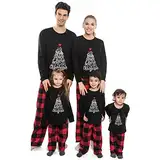 jakloz Weihnachts Pyjama Familie Set, Plaid Weihnachten Schlafanzug Langarm Weihnachtspyjama, Fun-Nachtwäsche Outfits Pyjama für Damen Herren(Herren,L)