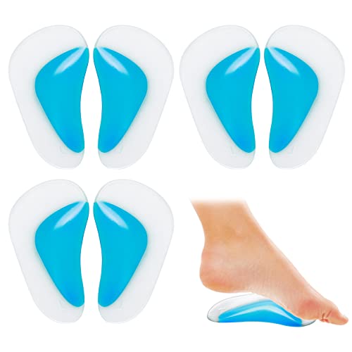 Sibba 6Pcs Gel-Fußgewölbe Einlegesohlen, Orthopädische Einlegesohlen Silikon Fußeinlagen Fußgewölbe-Stützeinlagen Plantarfasziitis Schuhgewölbe Stützgel High-Heel-Einlagen Kissenpolster