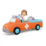 Toddys by siku 0145, Anna Amby, 3-teiliger Rettungswagen mit Licht und Sound, Zusammensteckbar, Inkl. beweglicher Spielfigur, Hochwertiger Schwungradmotor, orange/hellblau, Ab 12 Monaten