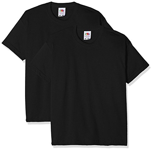 Fruit of the Loom Jungen Kinder Valueweight kurzen Ärmeln, 2 Stück T-Shirt, Schwarz (Schwarz Schwarz), 7-8 Jahre (2er Pack)