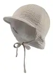 Sterntaler Schirmmütze Nacken Wende - Jungen Mütze zum Wenden mit kleinem Nackenschutz - UV-Schutz 50 Sonnenhut zum Binden - Baby und Kinder Kopfbedeckung aus Musselin (Bio) - beige Größe 37