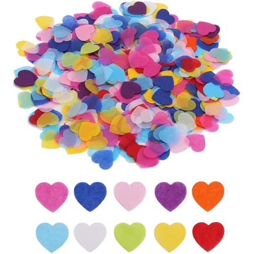 Herz Konfetti Bunt 100g, 8000+ Stück, 2.5cm Konfetti Groß Geburtstag, Mehrfarbig Herz Streudeko für Geburtstag Hochzeit Party Dekoration Confetti