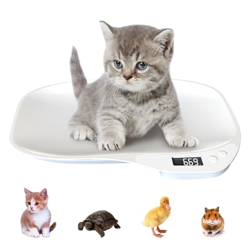 Tierwaage für Kleine Tiere, Hundewaage 15Kg (±1gram), LCD Digitale Katzenwaage mit 4 Wiegemodi (kg/oz/lb/ml), Kleine Digitalwaage Haustierwaage für Katzen,Haustiere, Küche (36 x 26cm) (15KG)