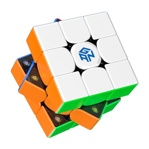 GAN 356M-Lite Speed Cube Magnetisch 3x3, Puzzle Magischer Würfel Stickerlos mit Flügelförmige Numerische IPG/GES+/Sichtbarer Magnet, Magic Cube Glatte Geburtstagsgeschenk für Erwachsene und Kinder