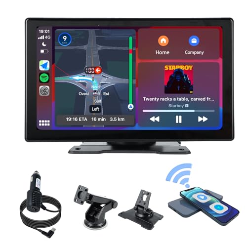 plimpton 9 Zoll Auto Display mit Wireless Carplay und Android Auto, IPS Touch Smart Screen, Digital Media Receiver mit Mirror Link, Live Navigation, BT, AUX, L2
