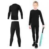 TBoonor Thermounterwäsche Kinder Skiunterwäsche Set Sport Funktionsunterwäsche Jungen Atmungsaktiv Fussball Thermo Unterwäsche Winter Sportunterwäsche Warme Thermohose und Thermoshirt