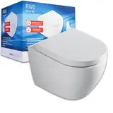 sanicomfort Hänge WC Rivo – Spülrandloses Wand-WC Set mit Softclose Absenkautomatik, Tiefspüler, Duroplast WC-Sitz, verdeckte Befestigung, hygienisch & pflegeleicht, platzsparend