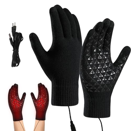 Vegena Beheizbare Handschuhe, USB Beheizte Handschuhe, Winterhandschuhe Herren Damen Winterhand Warme Handschuhe Touchscreen Handschuhe Zum Stricken Für Drinnen Und Draußen, Laptop, Büro, Arbeit