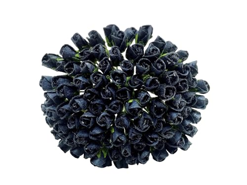 PL Set mit 100 winzigen Rosenknospen Maulbeerpapier Blume Rose-Set2 Handwerk handgemachte Hochzeitsgröße 0,4 cm sehr kleines Scrapbook für so viele Karten-Bastelprojekte (174-Midnight Blue)