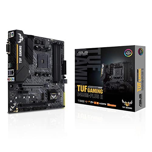 Asus TUF Gaming B450M-Plus II Mainboard Sockel AM4 (mATX, AMD Ryzen, DDR4-Speicher, M.2, USB 3.1 Gen1+ Gen2, Aura Sync, Ai Noise Cancelling Mikrofon)