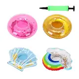 Aufblasbare Getränkehalter 4pcs Pool Getränkehalter schwimmt mit Pumpe aufblasbare Untersetzer Halter Pool Spielzeug schwimmenden Pool Zubehör für Kinder Erwachsene Pool Sommer Strand Party