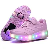 Heelystong Junge Mädchen Schuhe Kinderschuhe mit Rollen LED Leuchtend Doppelrad schuheltraleicht Outdoor Schuhe 7 Farbe Farbwechsel Rädern Gymnastik Blinkend Sneaker