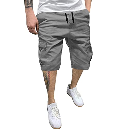 FASLOLSDP Männlicher Sommer einfarbig plus Größe lässig alle Shorts modische gewebte Cargohose mit Taschen Cord Cargohose