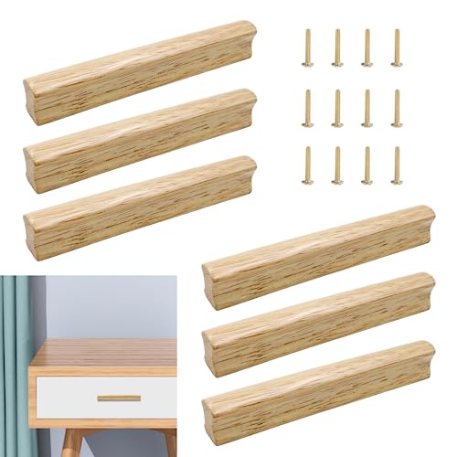 MIPIACE 6 Stück Griffe Möbel Natur Holz Möbelgriffe 128mm Lochabstand Türgriffe für Kommode Schranktüren Schrank Küchen Möbel Schrank Schublade Kinderzimmer