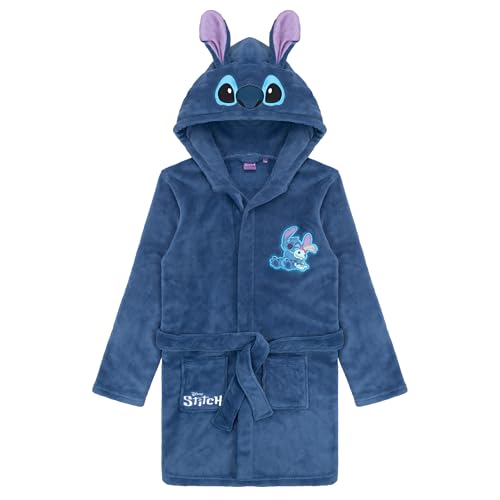 Disney Lilo & Stitch Bademantel für Mädchen, Fleece Morgenmantel mit Kapuze und Ohren, Hausmantel, Größe 128 bis 176 cm (DE/NL/SE/PL, Numerisch, 164, Regular, Dunkelblau)